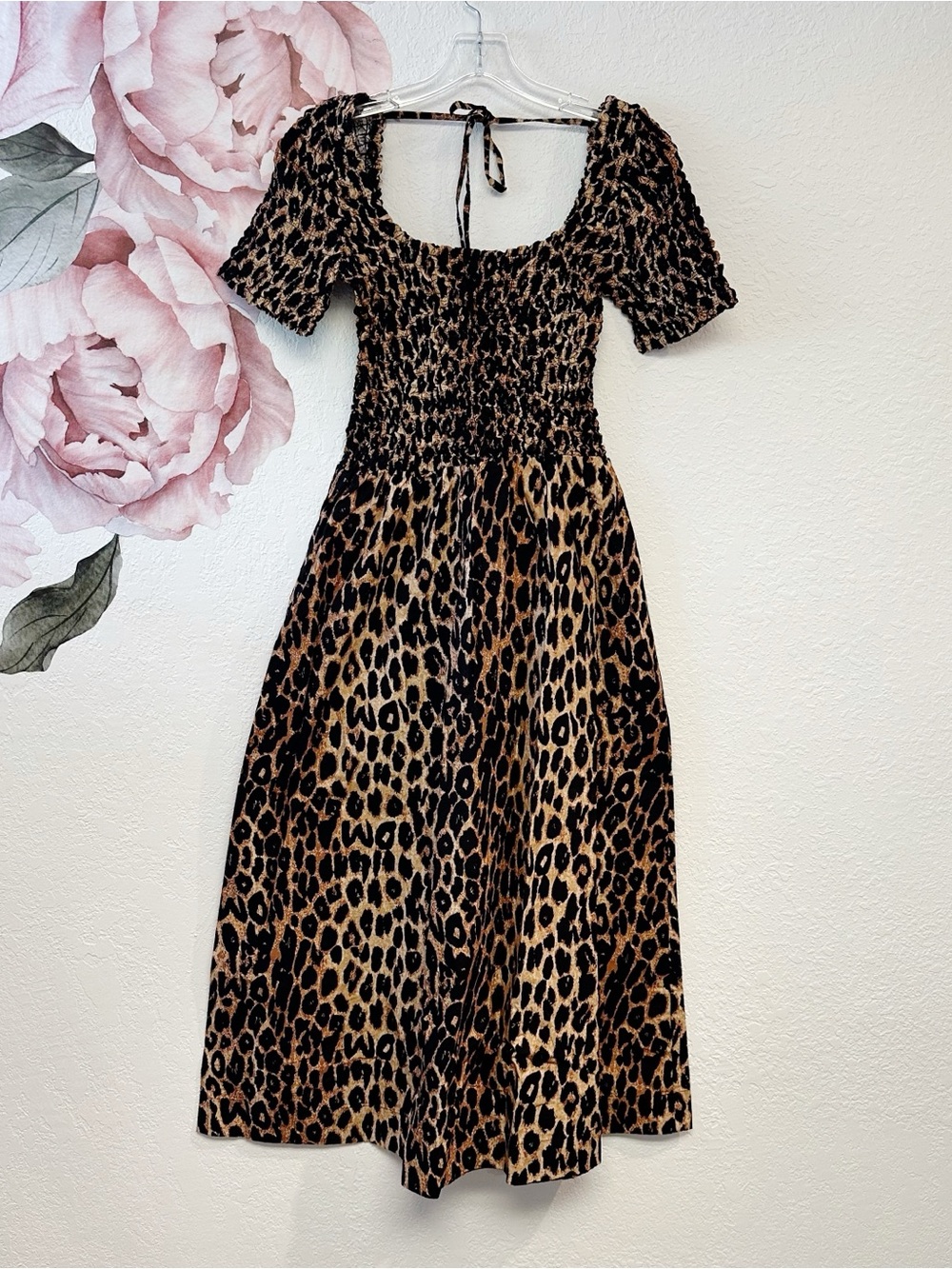 Damson Madder Malinda Smocked Animal Cheetah Midi Dress NWT Size EU 6/ US 2 - Picture 5 of 15